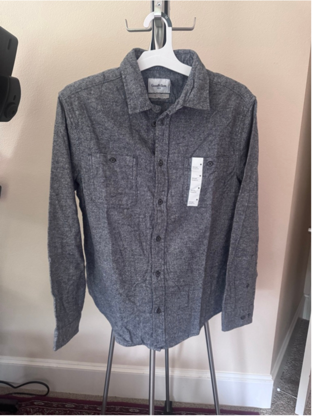 Men's Goodfellow & Co Gray Midweight Standard Fit Flannel Shirt M